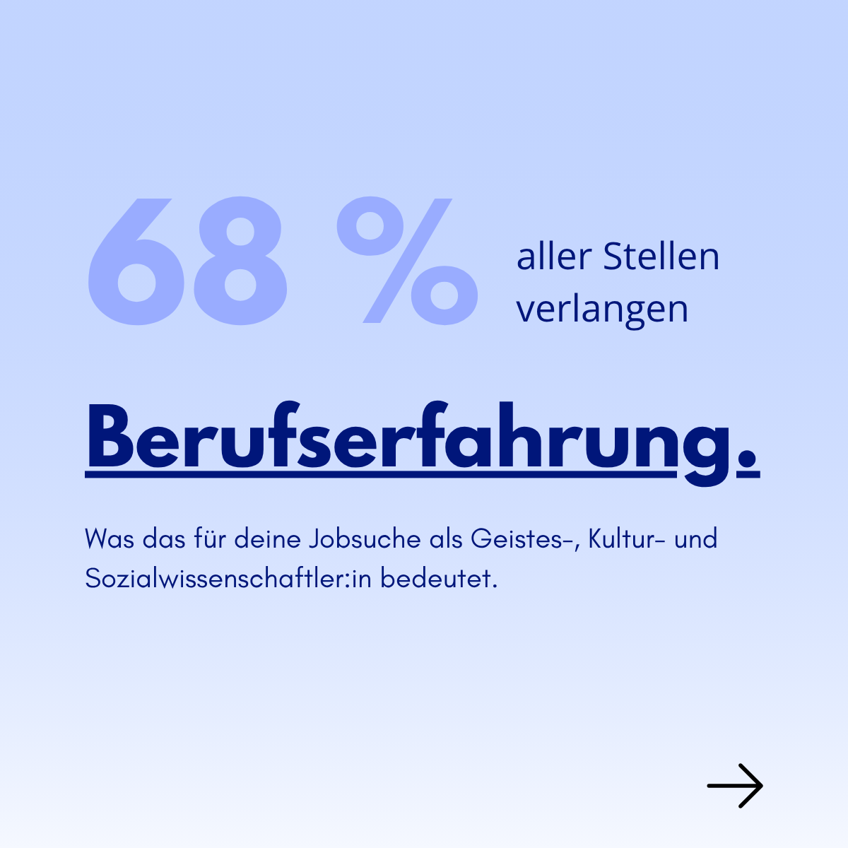 68 % aller Stellen verlangen Berufserfahrung