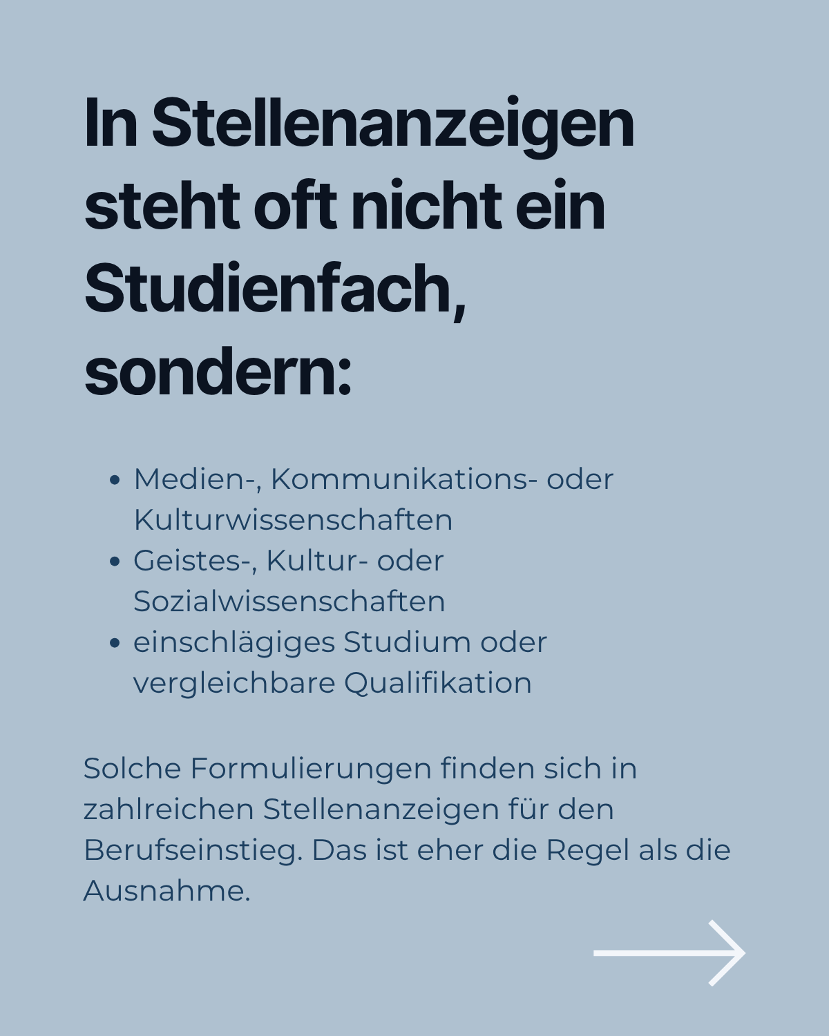Warum zählen Stellenanzeigen mehrere Studienfächer auf?
