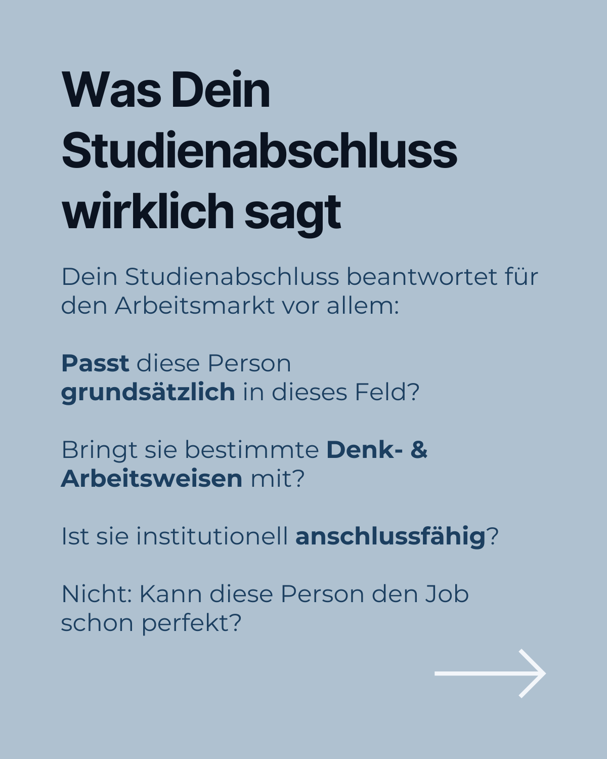 Passe ich mit meinem Abschluss eigentlich irgendwo rein?