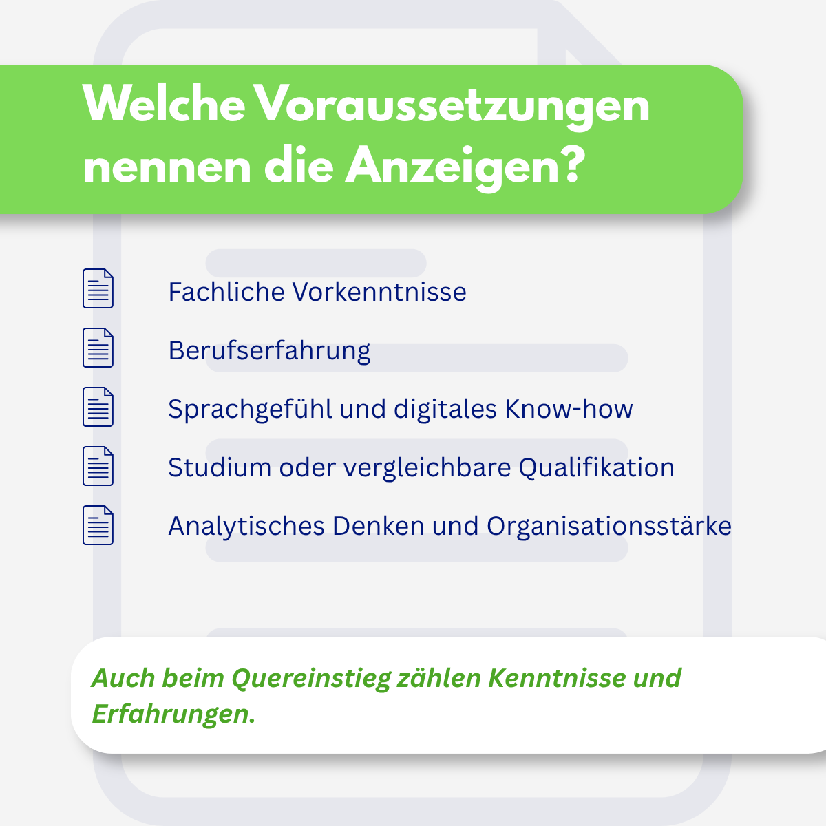 Was steht in Stellenanzeigen über den Quereinstieg?