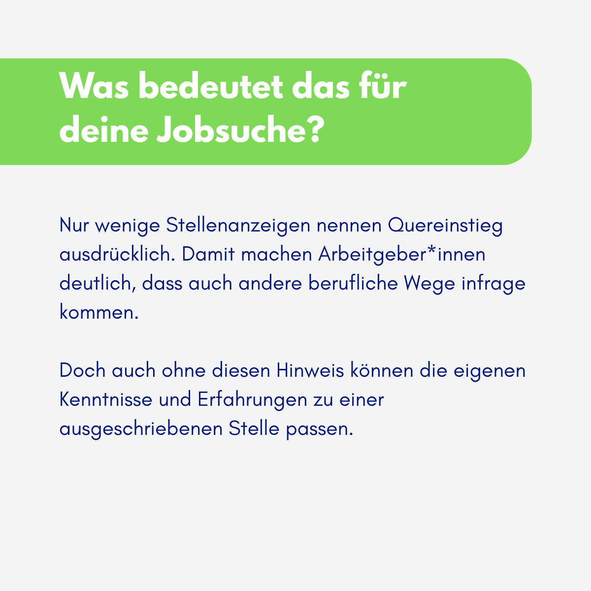 Was steht in Stellenanzeigen über den Quereinstieg?